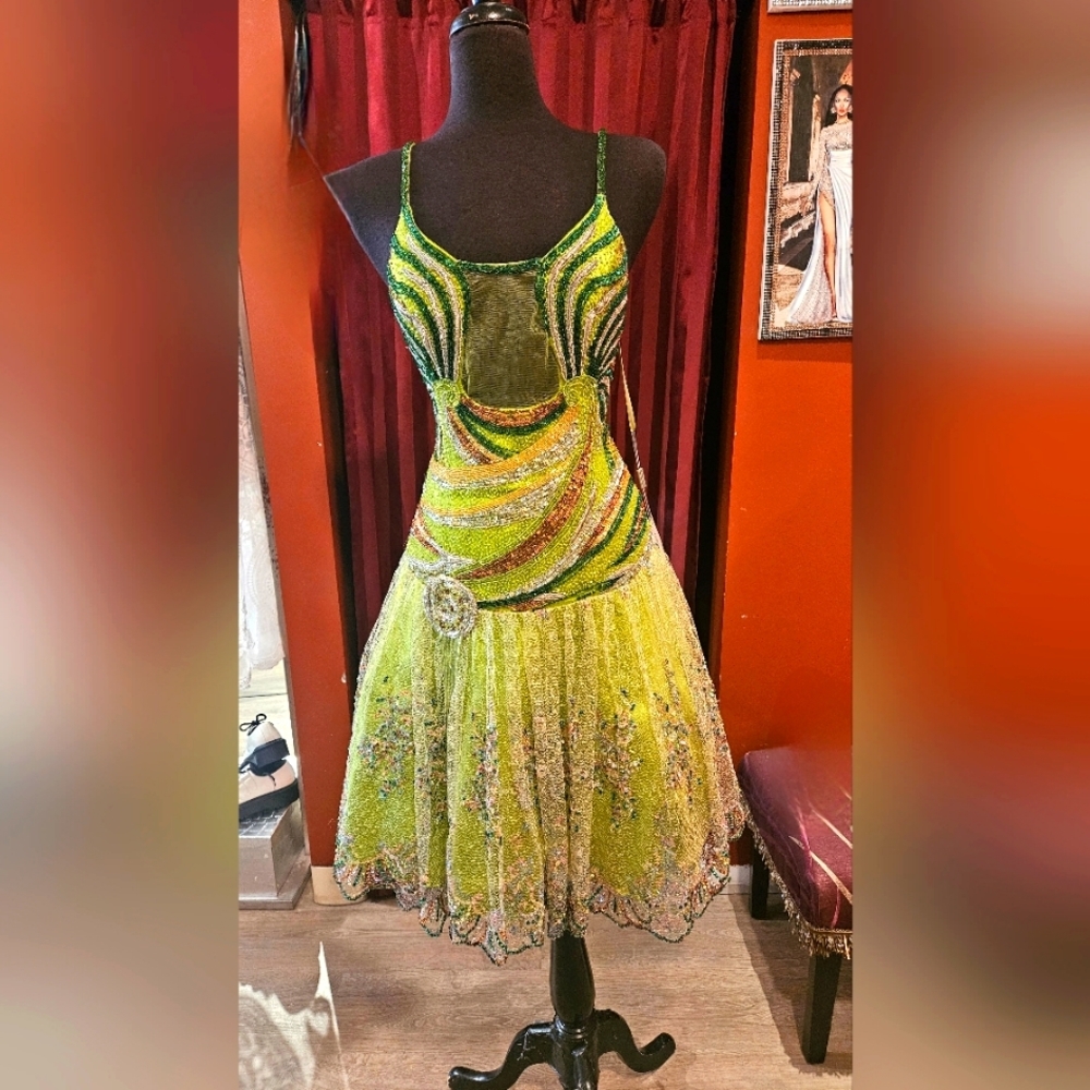 Womens Green beaded/sequined, Exoctic dress. Size 8/10.